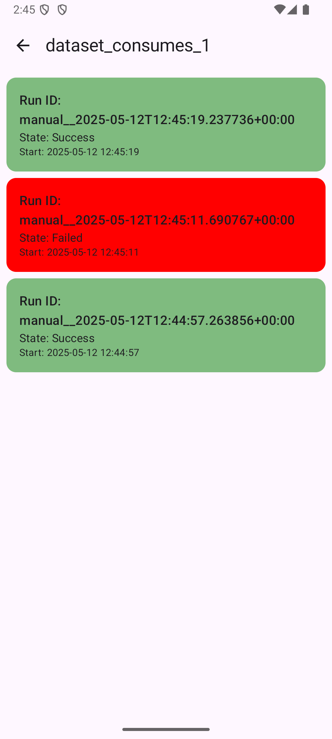 Screenshot 2: Dag Run List